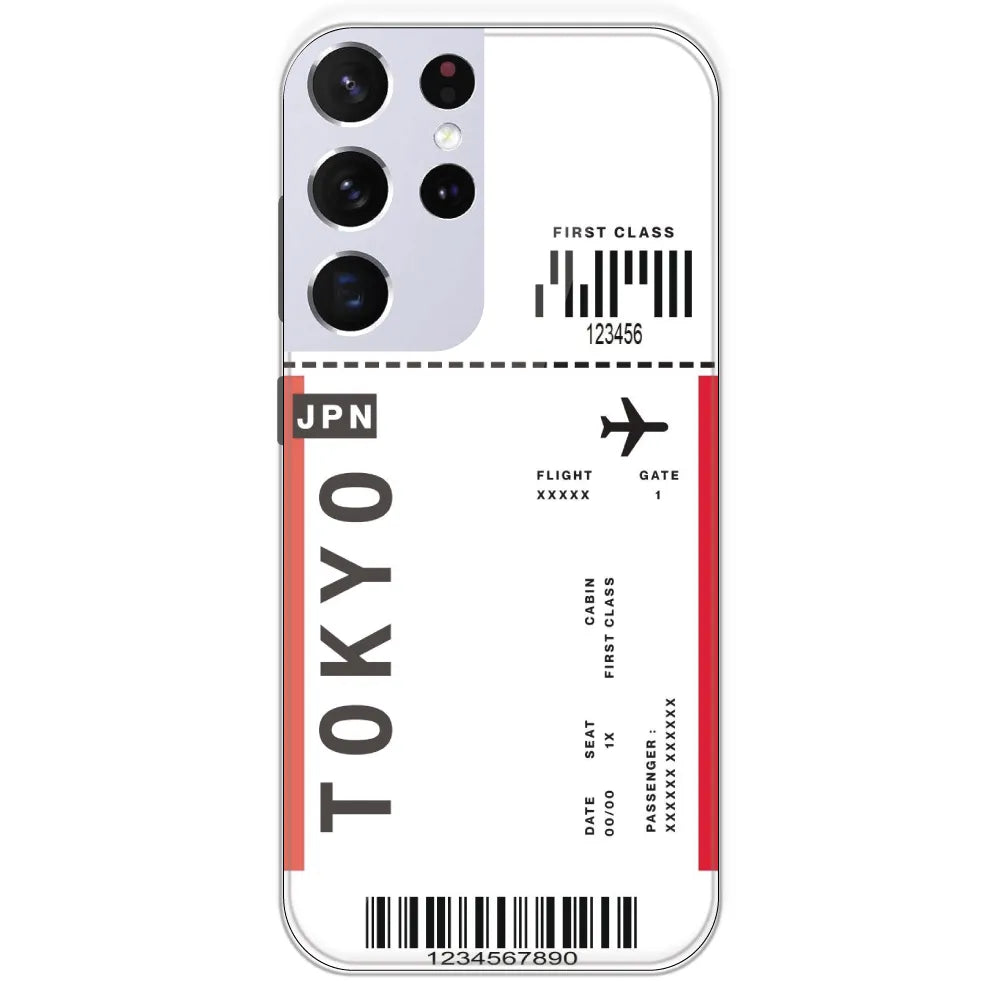 Tokyo Ticket - Clear Printed Silicone Case For Samsung Galaxy S21 Ultra