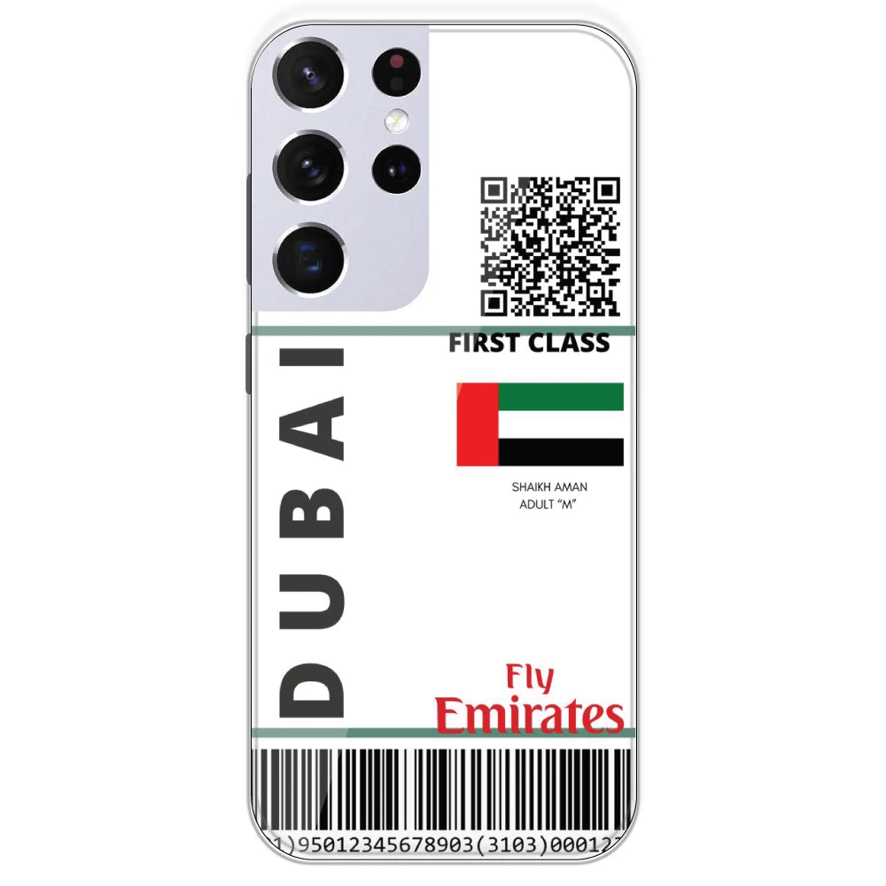 Dubai Ticket - Clear Printed Silicone Case For Samsung Galaxy S21 Ultra