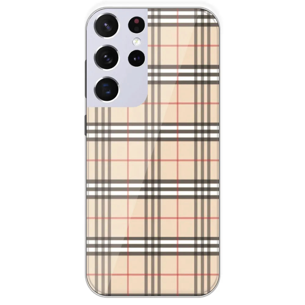 Yellow Checks - Printed Silicone Case For Samsung Galaxy S21 Ultra