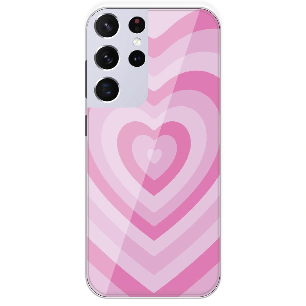 Pink Hearts - Printed Silicone Case For Samsung Galaxy S21 Ultra
