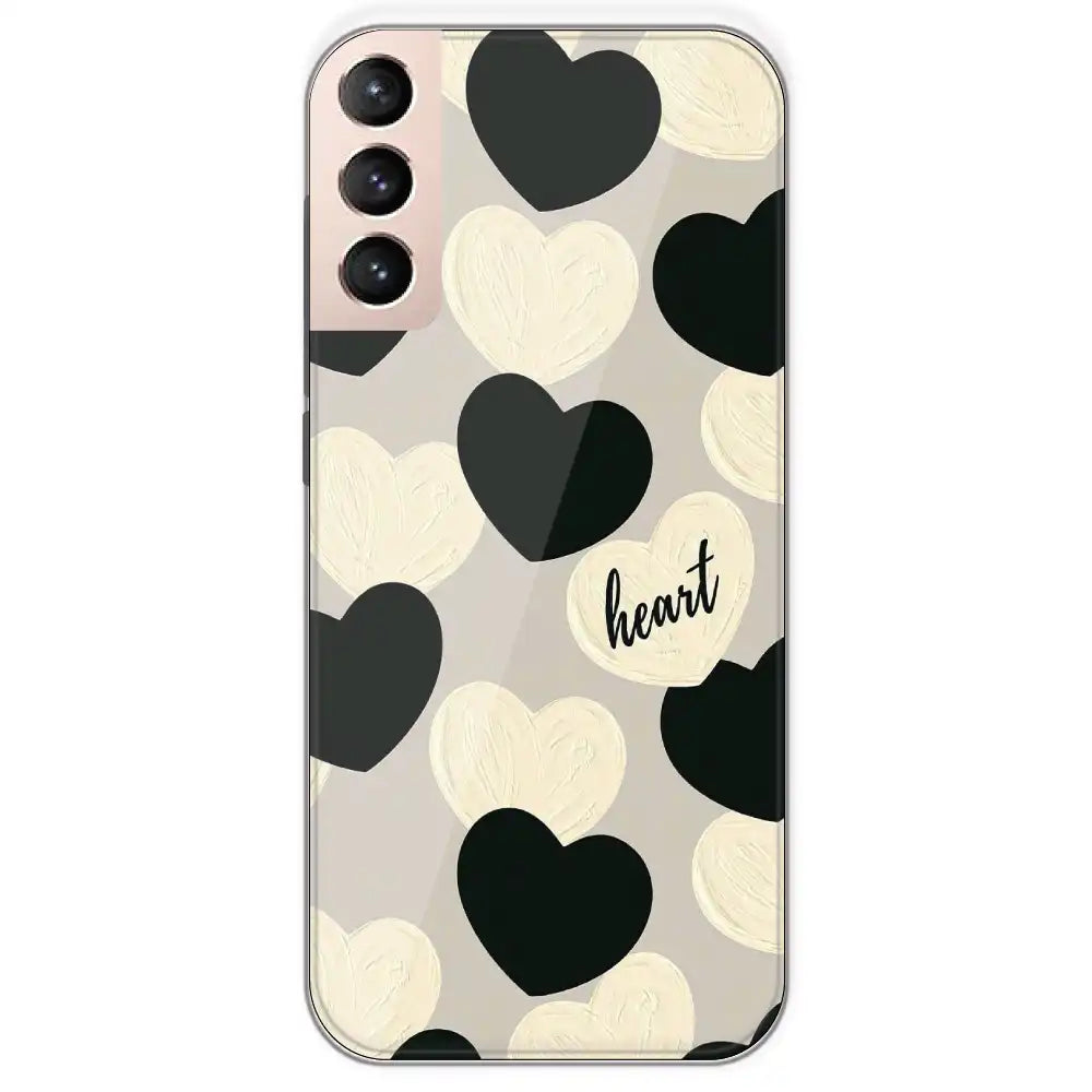 Black And White Heart - Printed Silicone Case For Samsung Galaxy S21