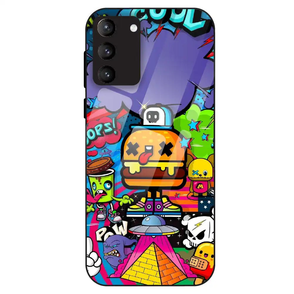 Colorful Graffiti Cartoon - Glass Case For Samsung Galaxy S21 Plus