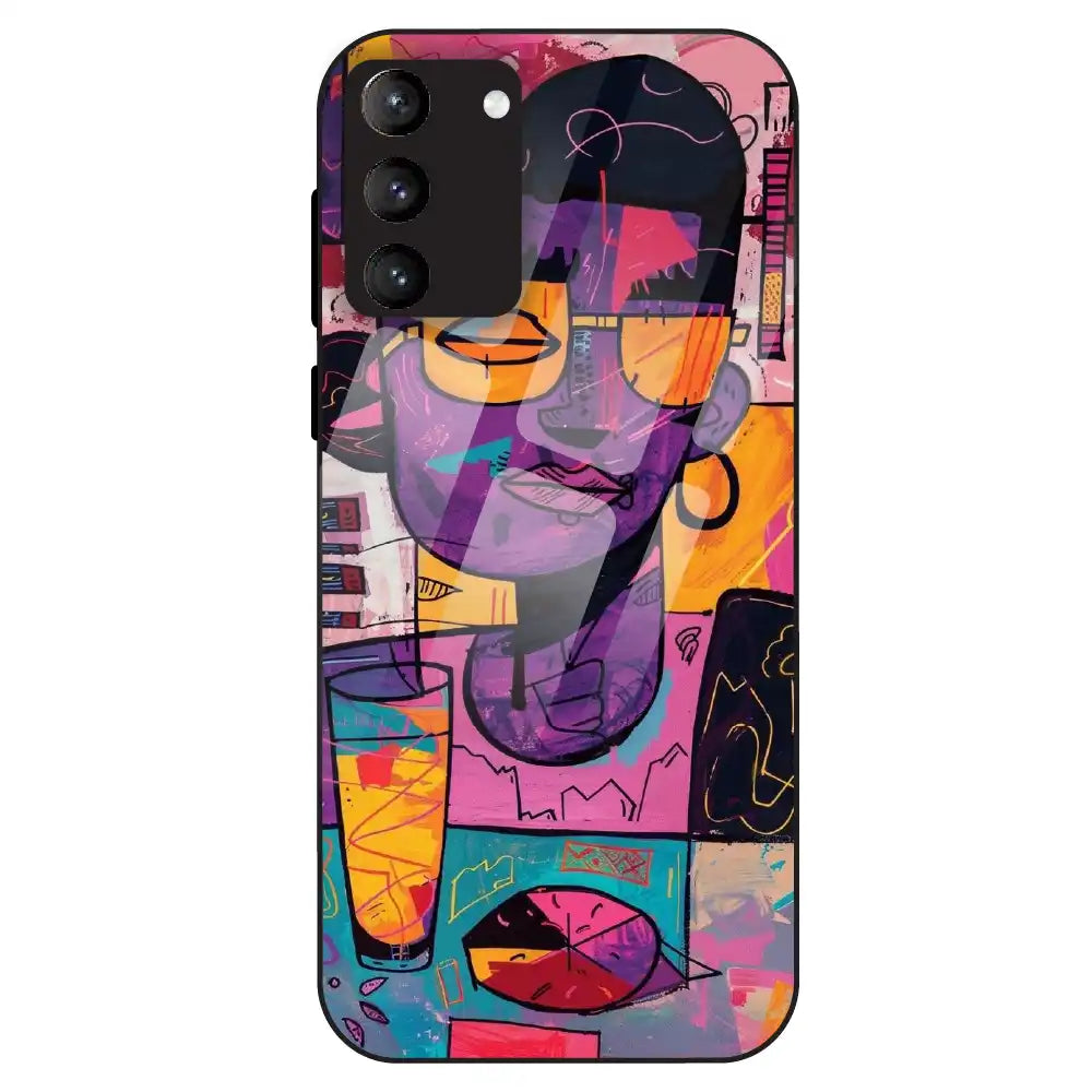 Abstract Neon Portrait - Glass Case For Samsung Galaxy S21 Plus