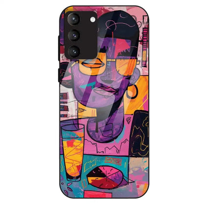 Abstract Neon Portrait - Glass Case For Samsung Galaxy S21 Plus