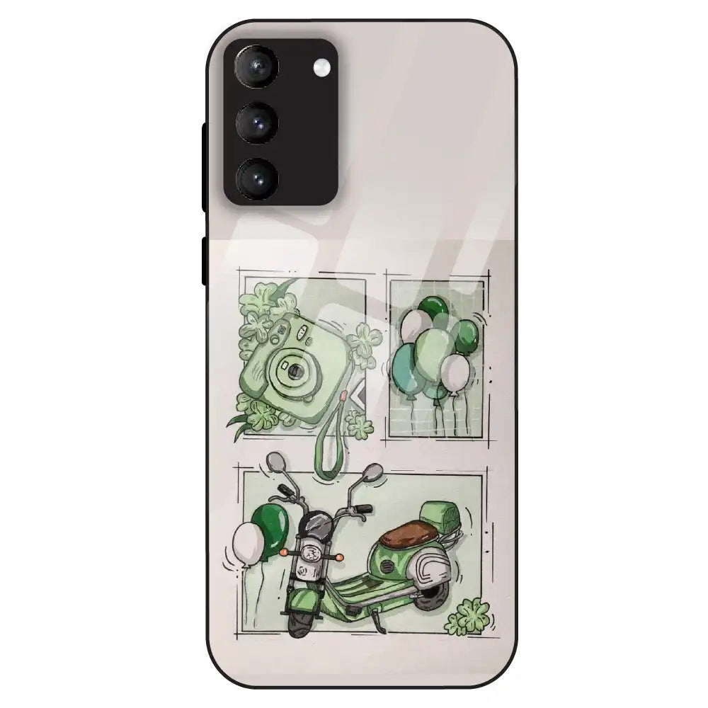 Vintage Green Sketch Aesthetic - Glass Case For Samsung Galaxy S21 Plus