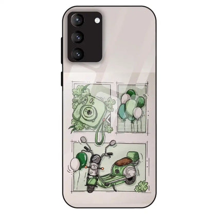 Vintage Green Sketch Aesthetic - Glass Case For Samsung Galaxy S21 Plus