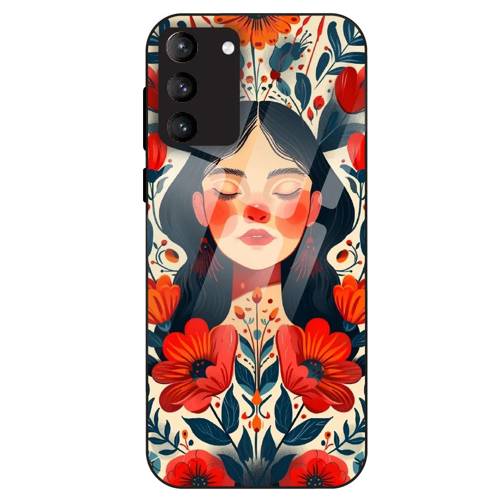 Floral Muse Portrait - Glass Case For Samsung Galaxy S21 Plus