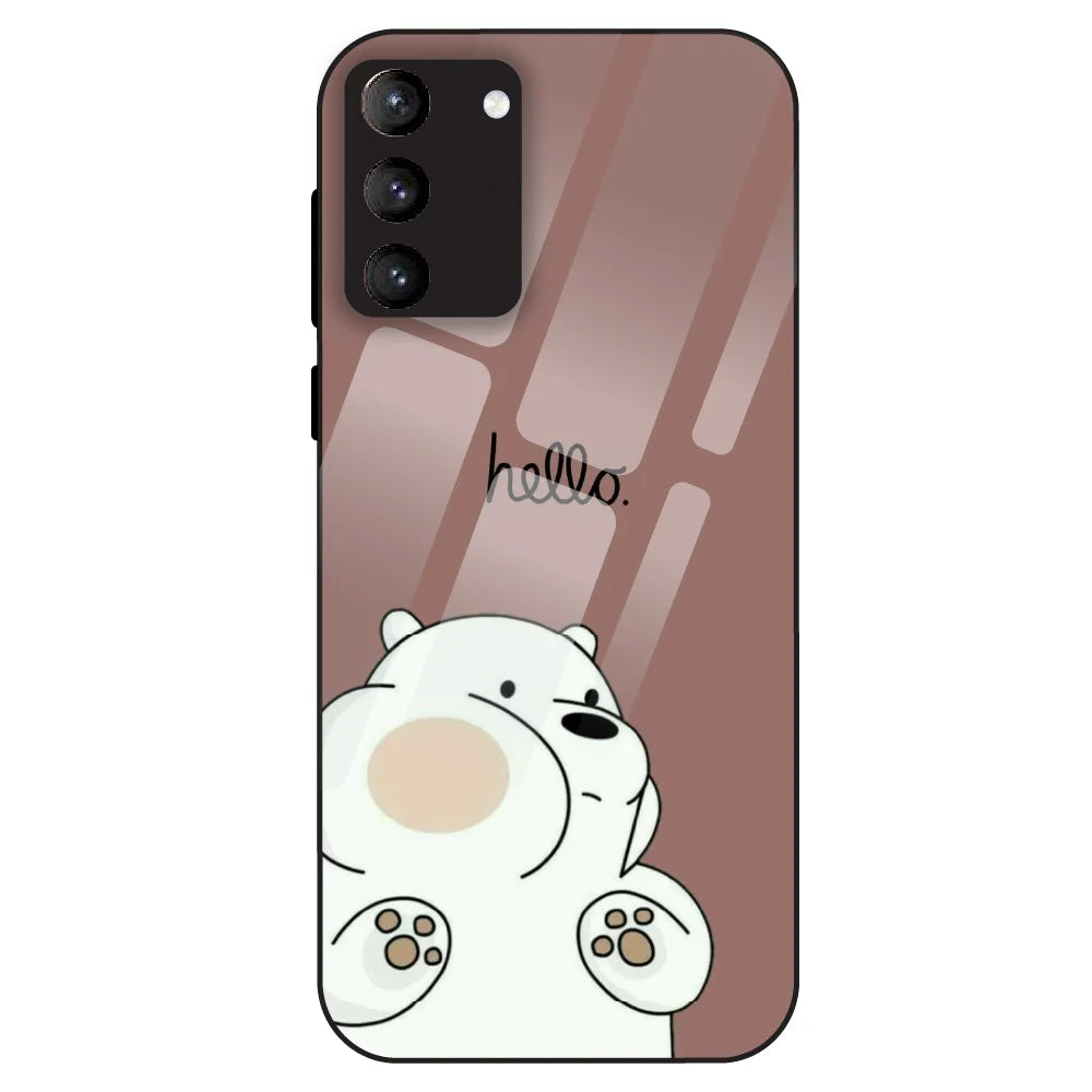 Cute Bear Minimal - Glass Case For Samsung Galaxy S21 Plus