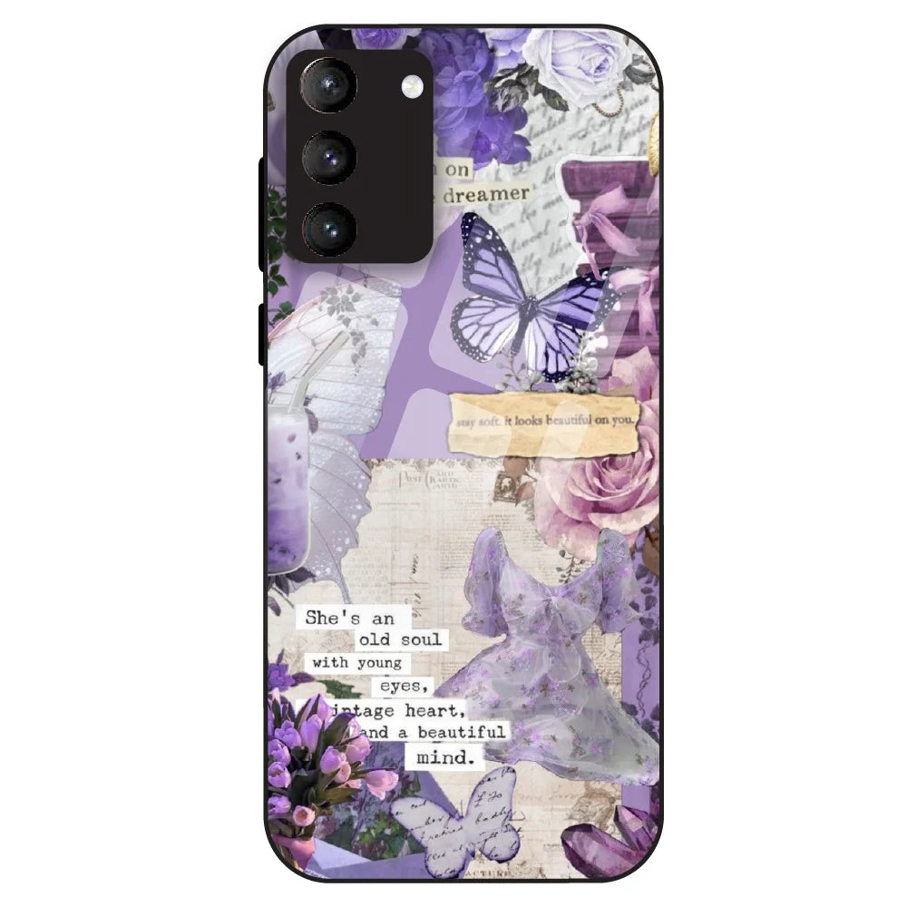 Lavender Vintage Collage - Glass Case For Samsung Galaxy S21 Plus
