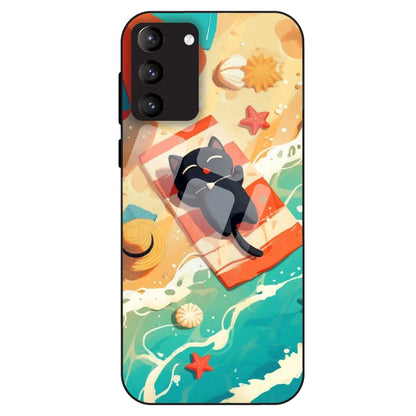 Beach Cat Aesthetic - Glass Case For Samsung Galaxy S21 Plus