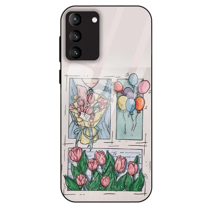 Tulip Aesthetic Sketch - Glass Case For Samsung Galaxy S21 Plus