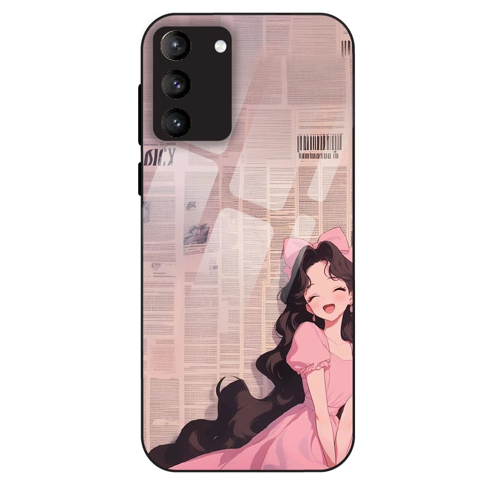 Cute Pink Anime Girl - Glass Case For Samsung Galaxy S21 Plus