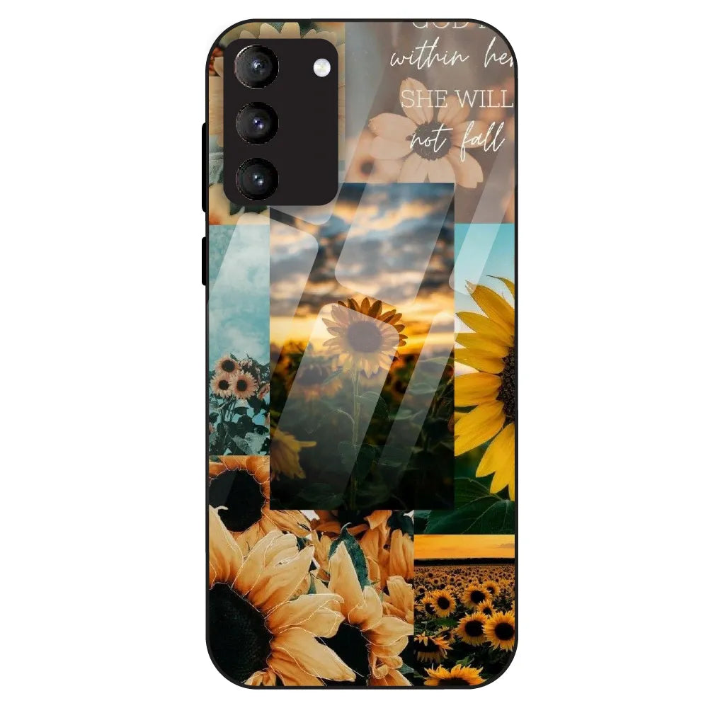 Sunflower Serenity Collage - Glass Case For Samsung Galaxy S21 Plus