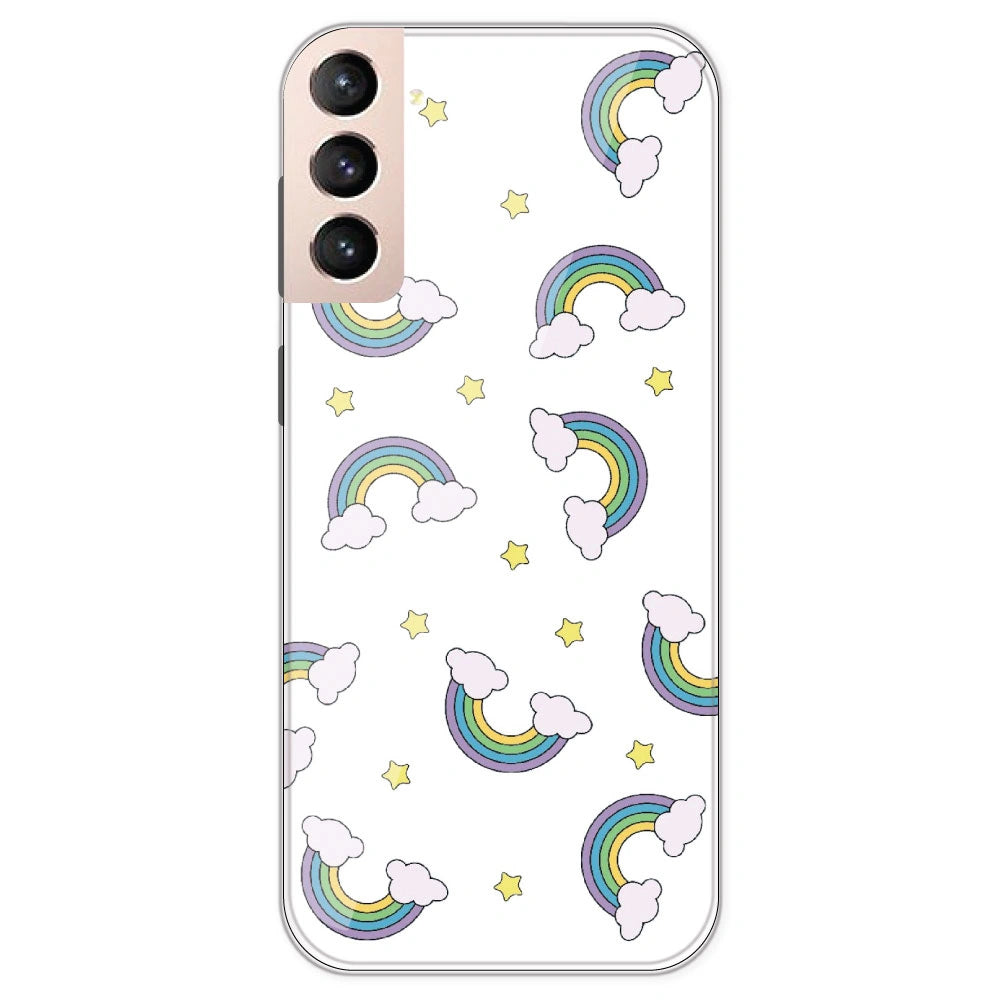 Rainbow With Clouds - Clear Printed Silicone Case For Samsung Galaxy S21 Plus