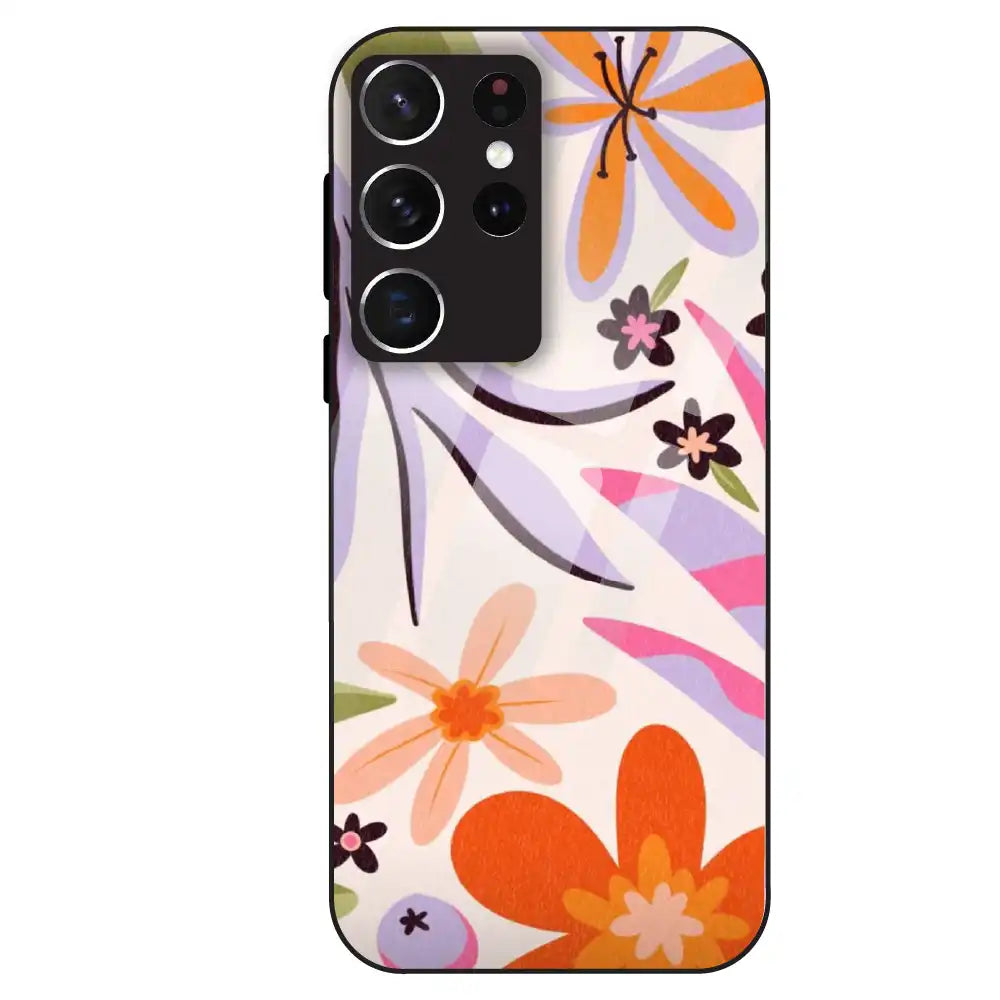 Floral Bliss Aesthetic - Glass Case For Samsung Galaxy S21 Ultra