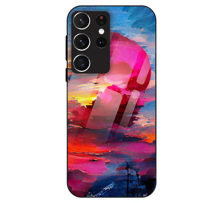 Abstract Sunset Vibes - Glass Case For Samsung Galaxy S21 Ultra