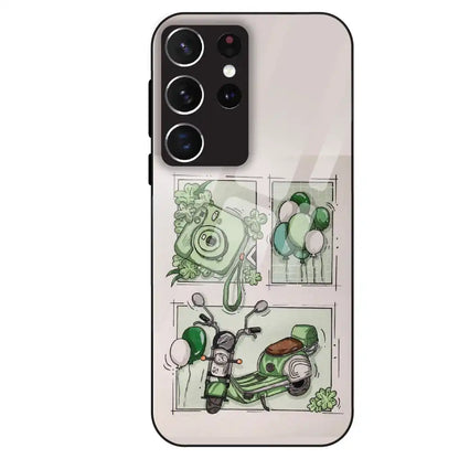 Vintage Green Sketch Aesthetic - Glass Case For Samsung Galaxy S21 Ultra