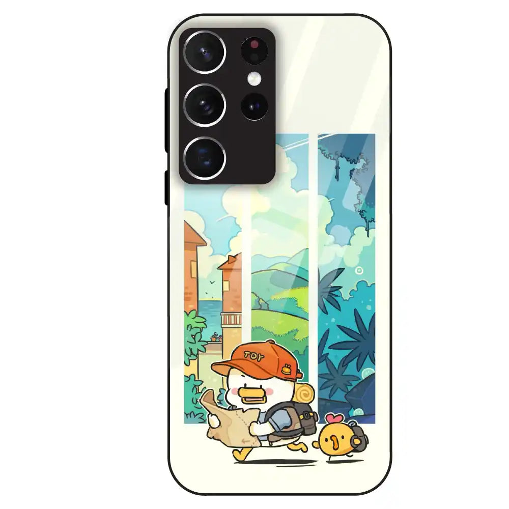Cute Duck Adventure - Glass Case For Samsung Galaxy S21 Ultra