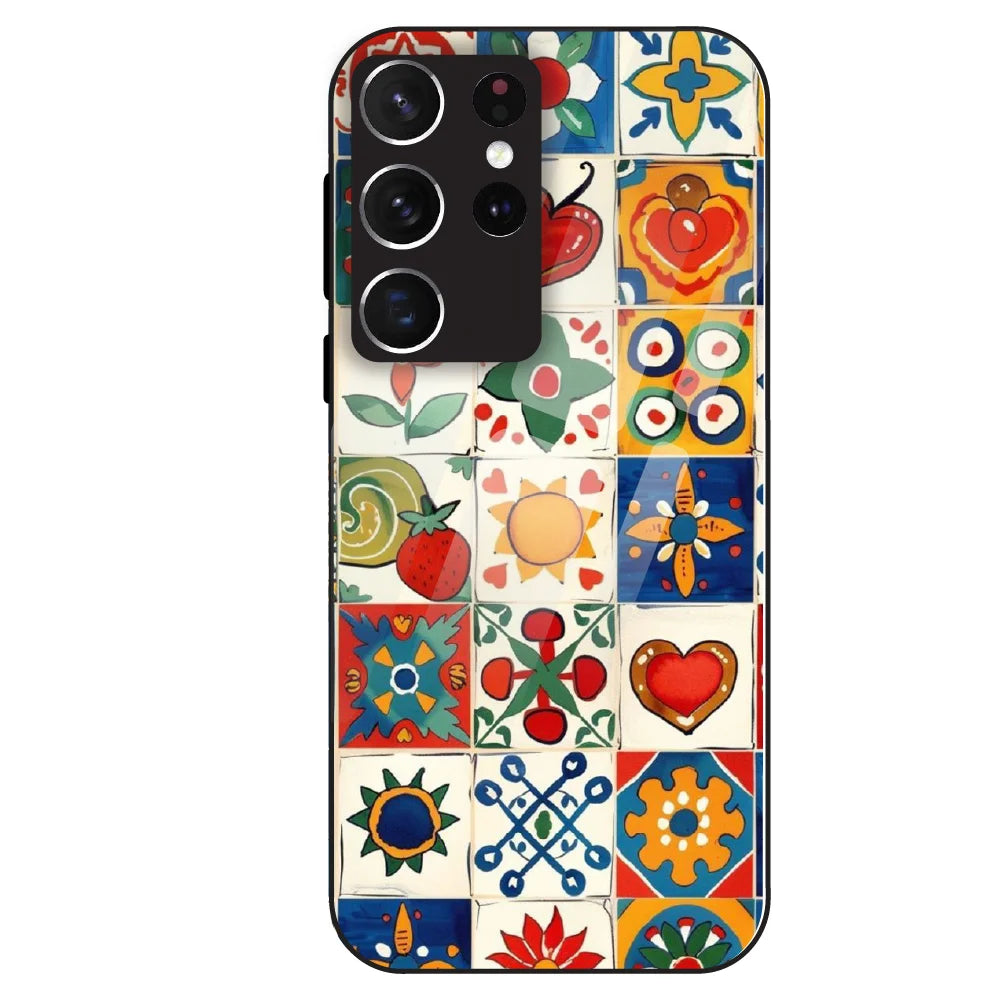 Colorful Tile Art - Glass Case For Samsung Galaxy S21 Ultra