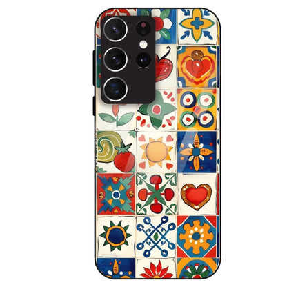 Colorful Tile Art - Glass Case For Samsung Galaxy S21 Ultra