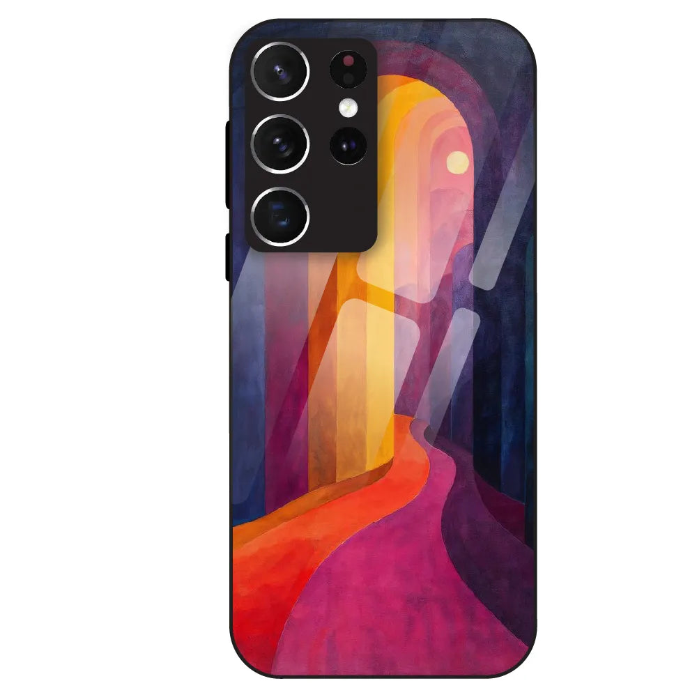 Abstract Sunset Path - Glass Case For Samsung Galaxy S21 Ultra
