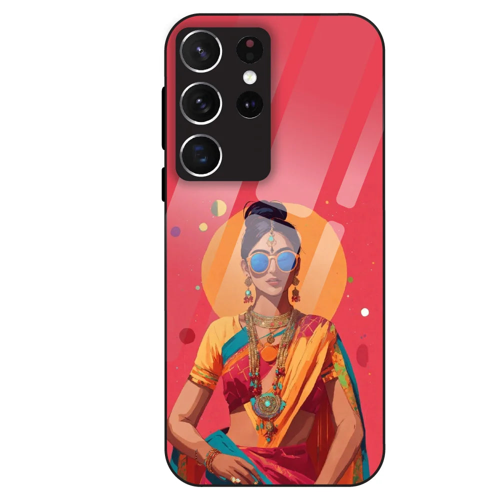 Trendy Ethnic Beauty - Glass Case For Samsung Galaxy S21 Ultra