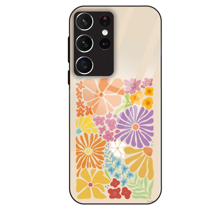 Colorful Floral - Glass Case For Samsung Galaxy S21 Ultra