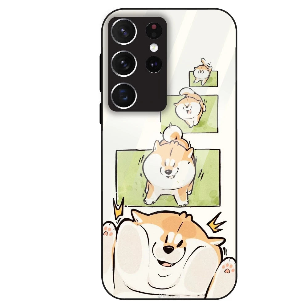 Cute Shiba Steps - Glass Case For Samsung Galaxy S21 Ultra