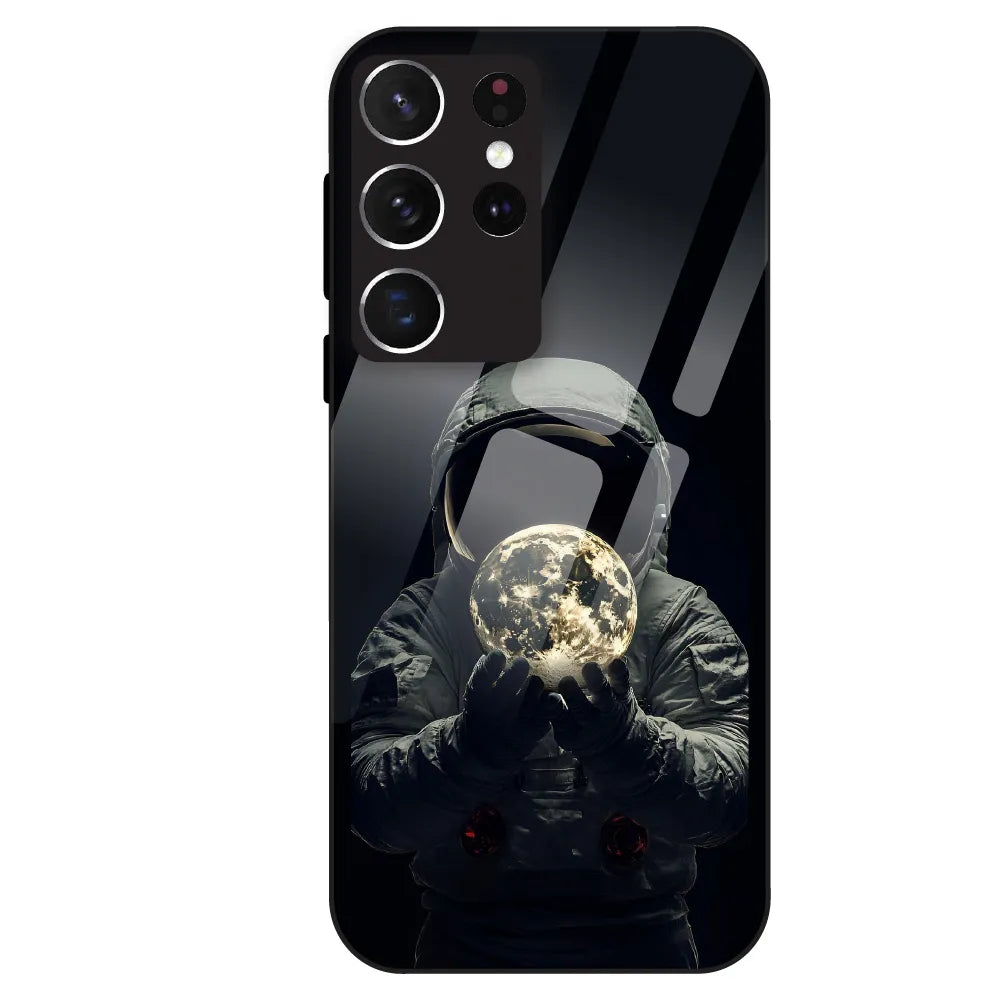 Astronaut Moon Glow - Glass Case For Samsung Galaxy S21 Ultra