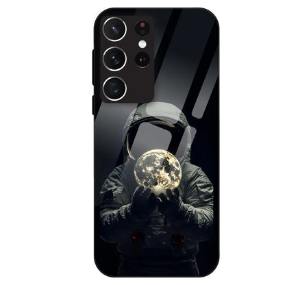 Astronaut Moon Glow - Glass Case For Samsung Galaxy S21 Ultra