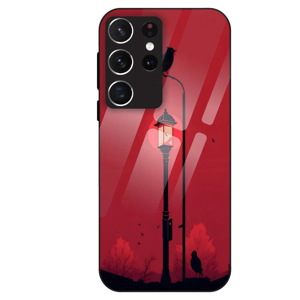 Red Street Lamp - Glass Case For Samsung Galaxy S21 Ultra