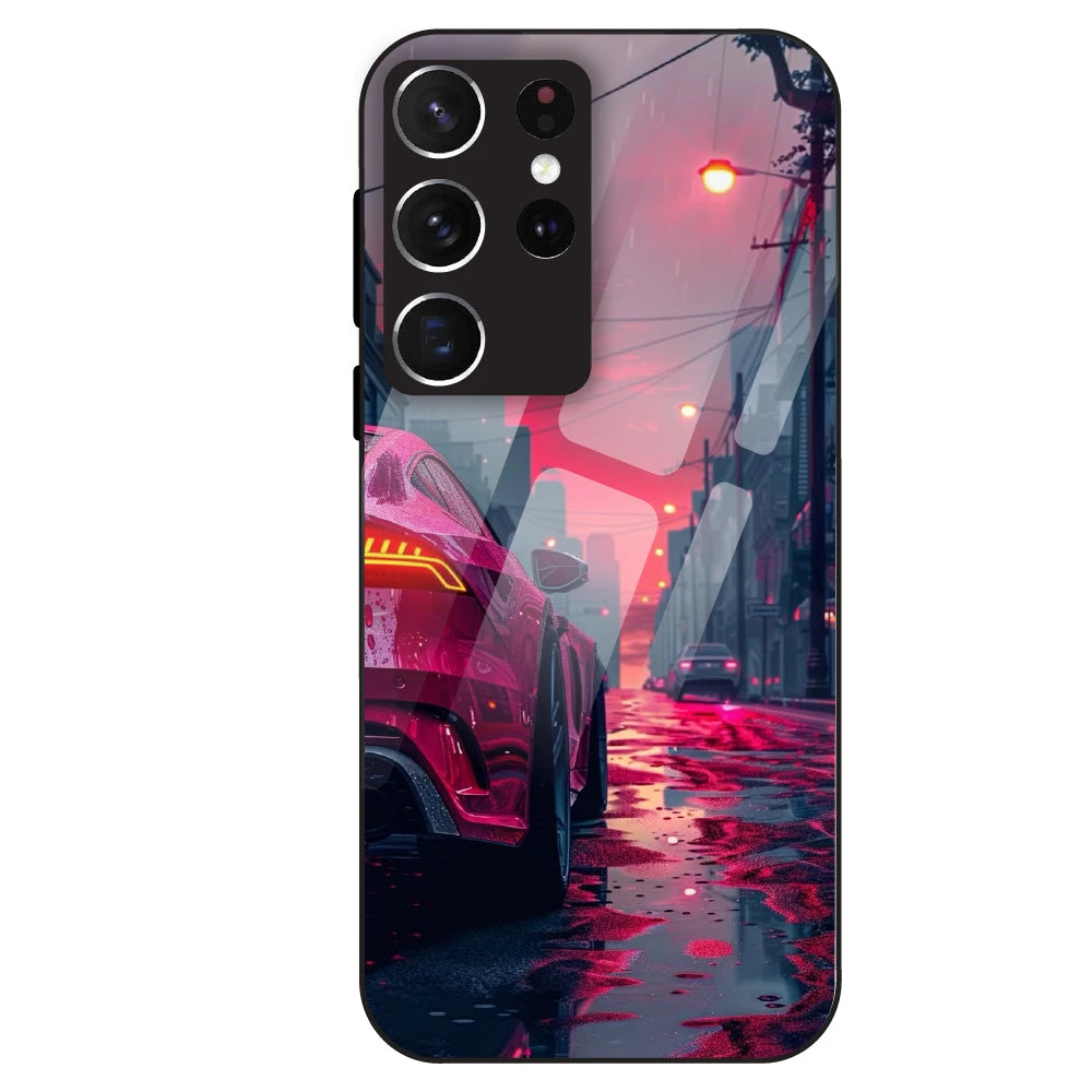 Neon Street Racer - Glass Case For Samsung Galaxy S21 Ultra