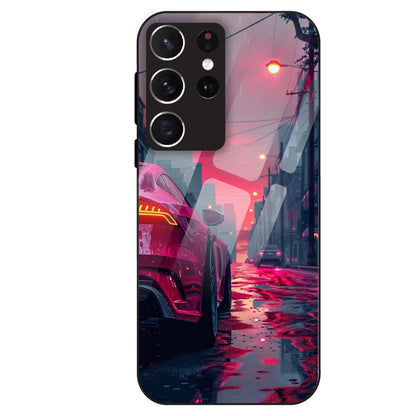 Neon Street Racer - Glass Case For Samsung Galaxy S21 Ultra