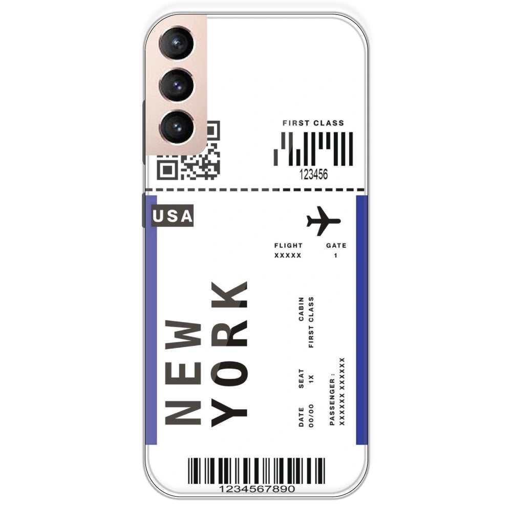 New York Ticket - Clear Printed Silicone Case For Samsung Galaxy S21