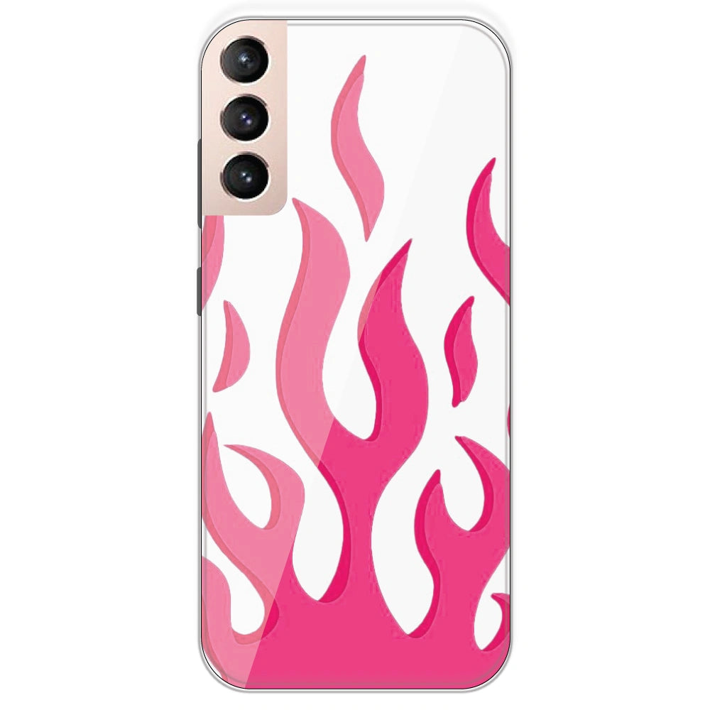 Pink Flames - Clear Printed Silicone Case For Samsung Galaxy S21