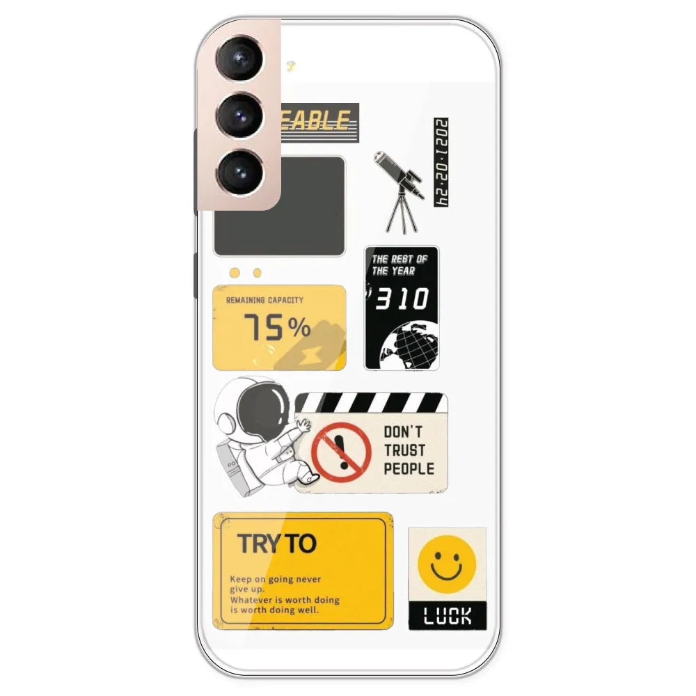 Space - Clear Printed Silicone Case For Samsung Galaxy S21