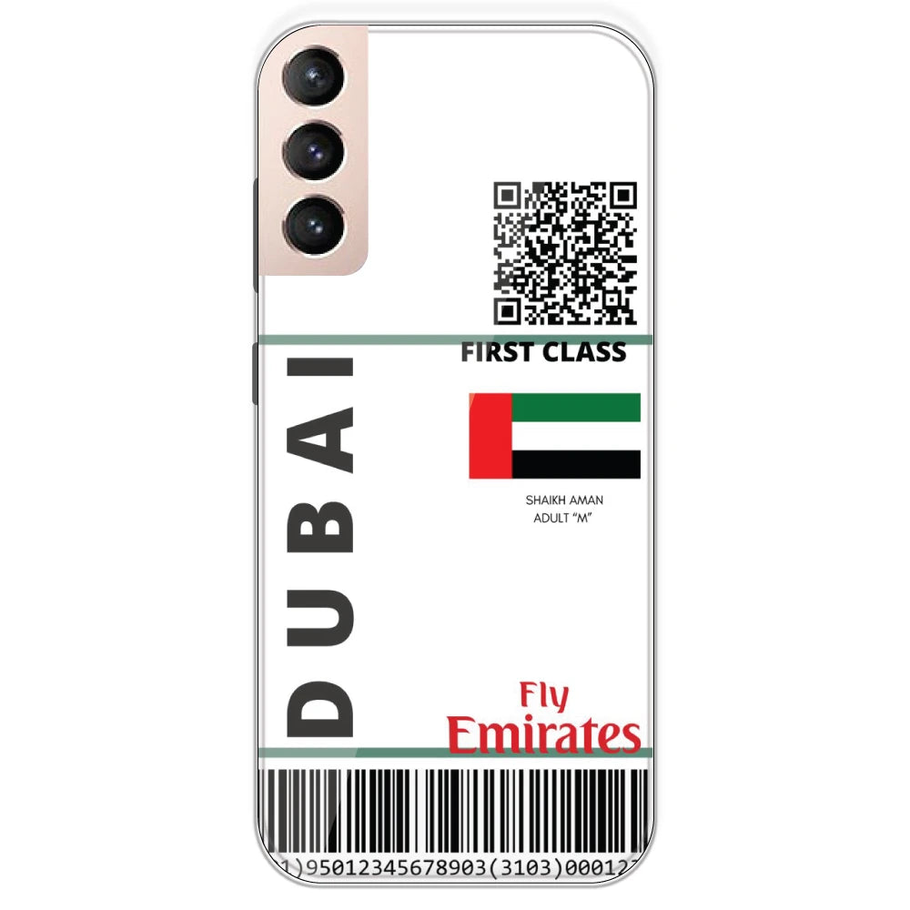 Dubai Ticket - Clear Printed Silicone Case For Samsung Galaxy S21