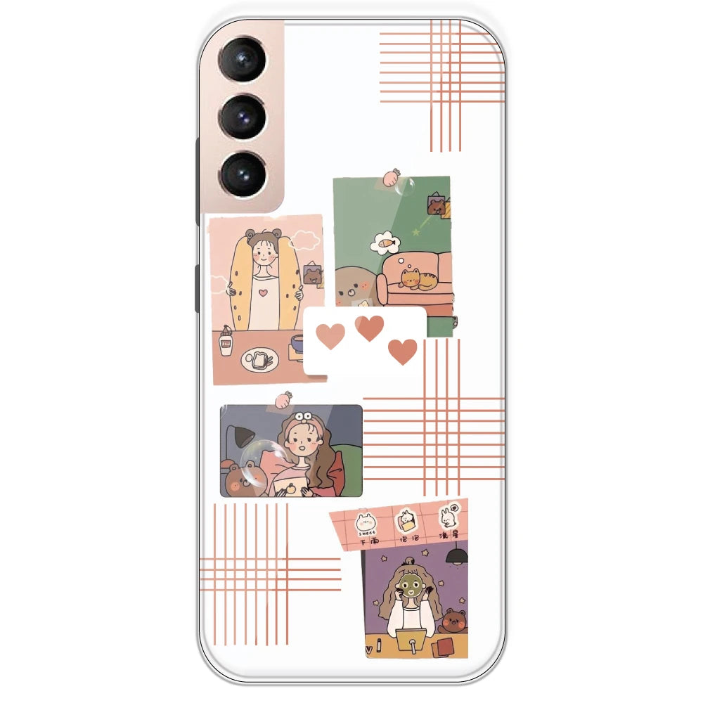 Cute Girl Collage - Clear Printed Silicone Case For Samsung Galaxy S21