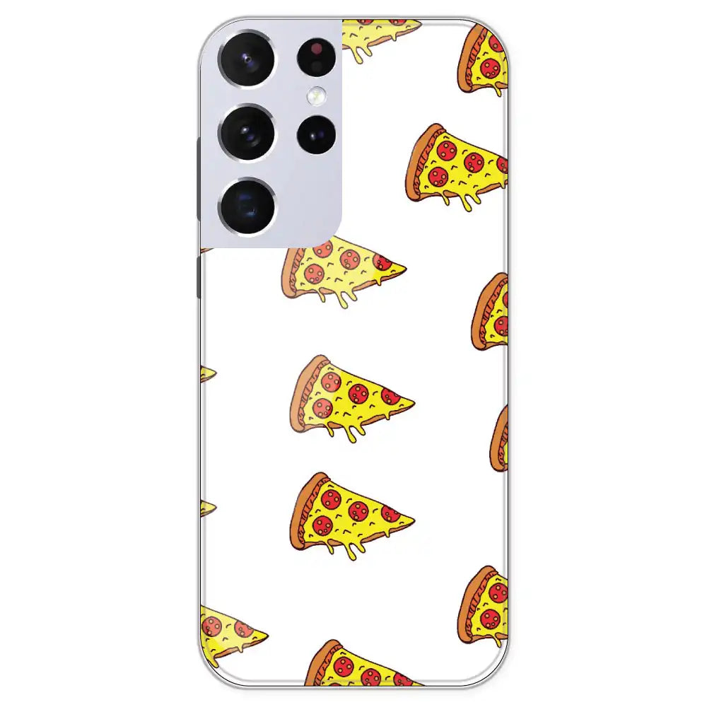 Pizza - Clear Printed Silicone Case For Samsung Galaxy S21 Ultra