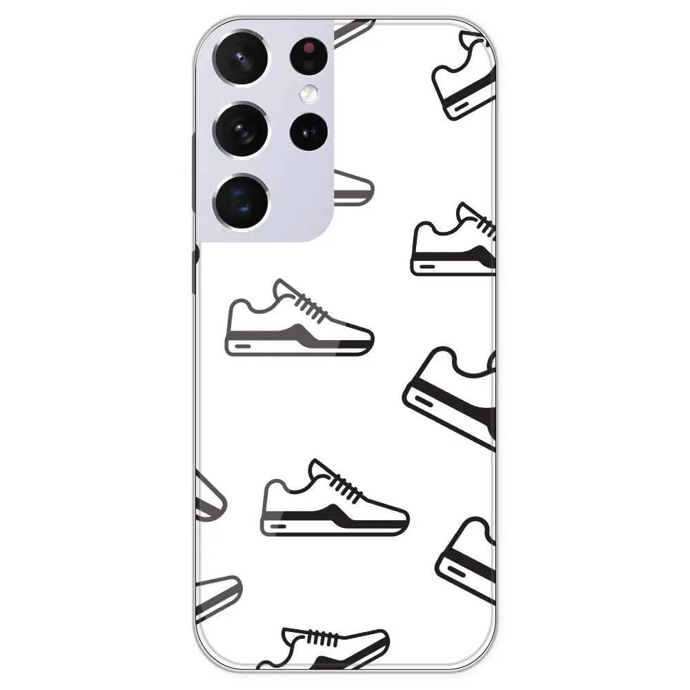 Black Sneakers - Clear Printed Silicone Case For Samsung Galaxy S21 Ultra