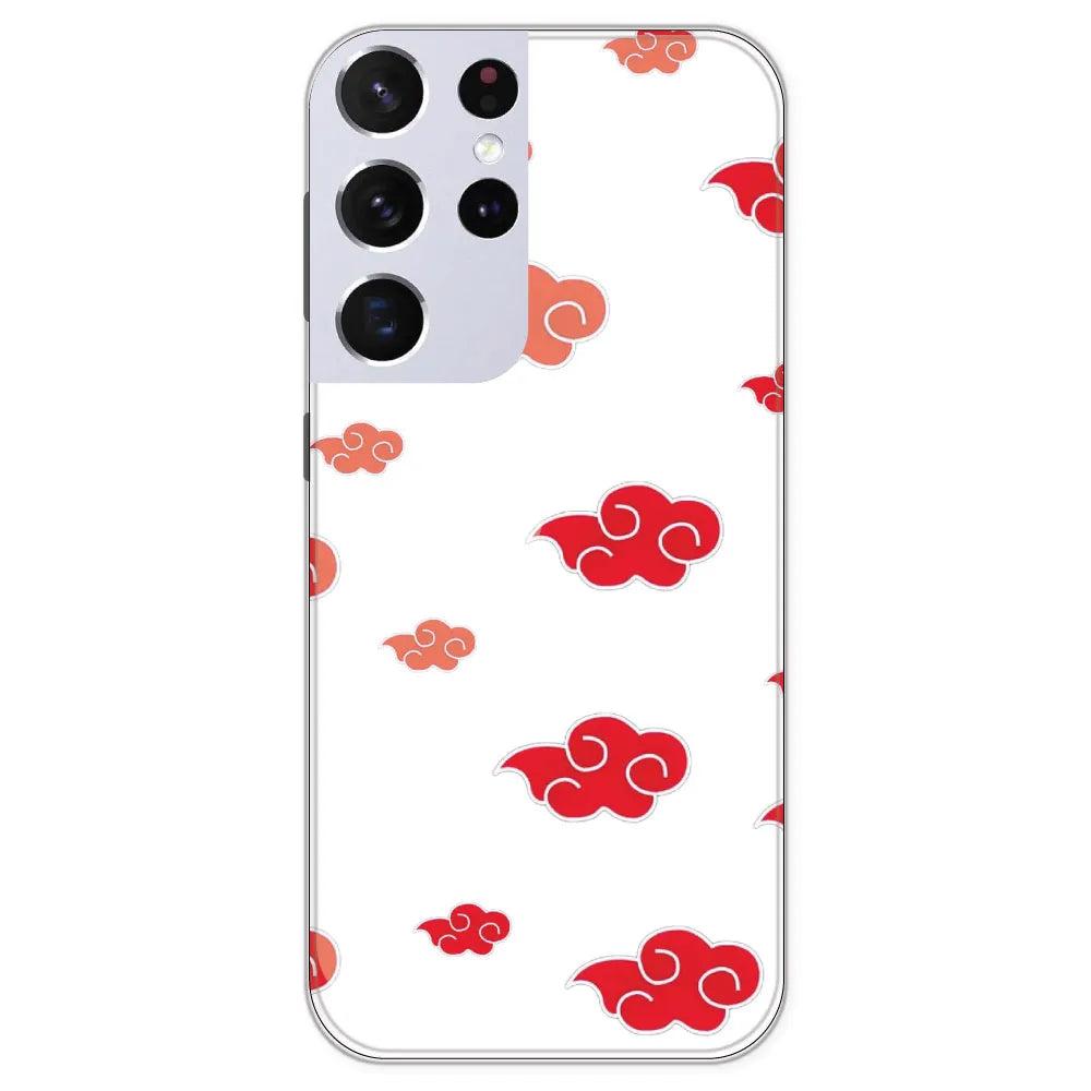 Red Clouds - Clear Printed Silicone Case For Samsung Galaxy S21 Ultra