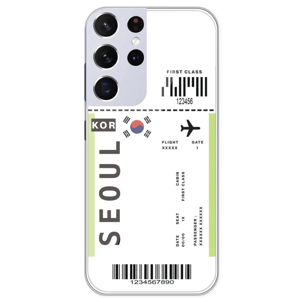 Seoul Ticket - Clear Printed Silicone Case For Samsung Galaxy S21 Ultra