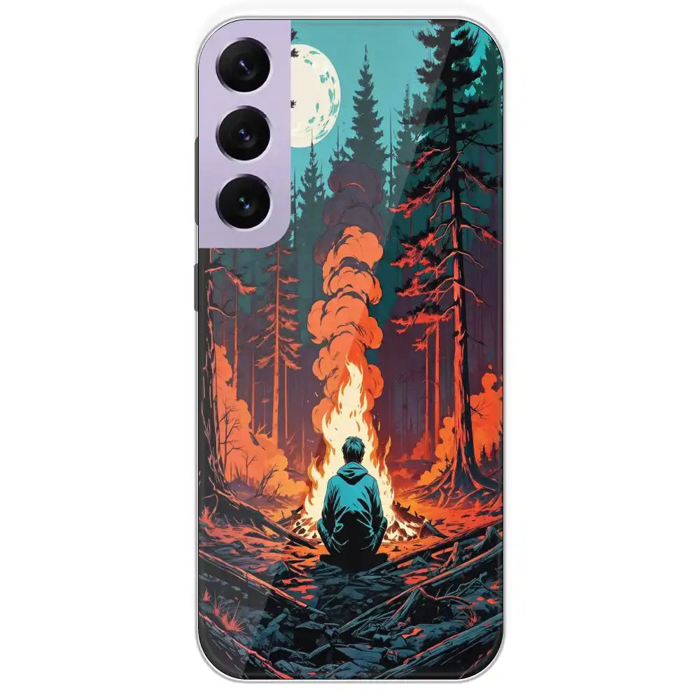 Boy With Camp Fire - Printed Silicone Case For Samsung Galaxy S22 Plus