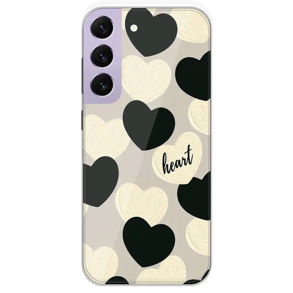 Black And White Heart - Printed Silicone Case For Samsung Galaxy S22 Plus