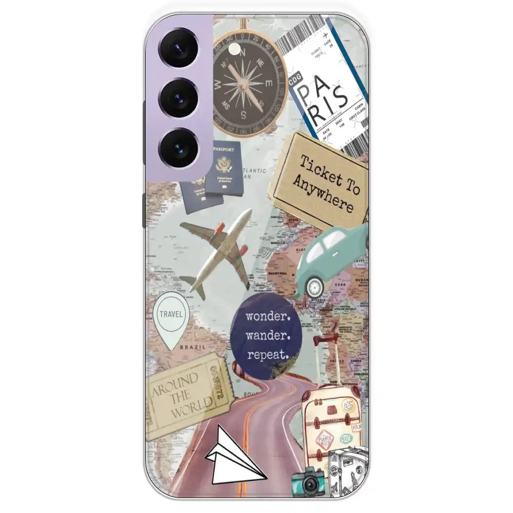 Travel Collage - Printed Silicone Case For Samsung Galaxy S22 Plus