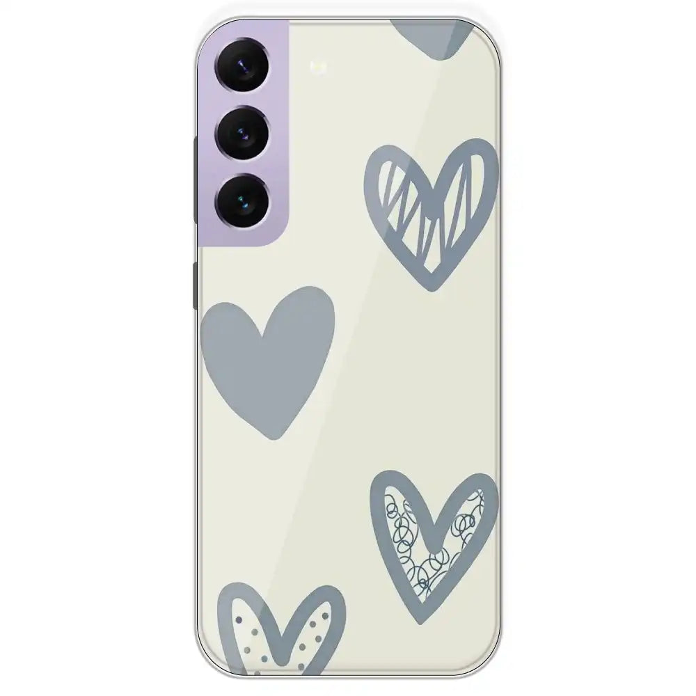 Light Blue Hearts - Printed Silicone Case For Samsung Galaxy S22 Plus