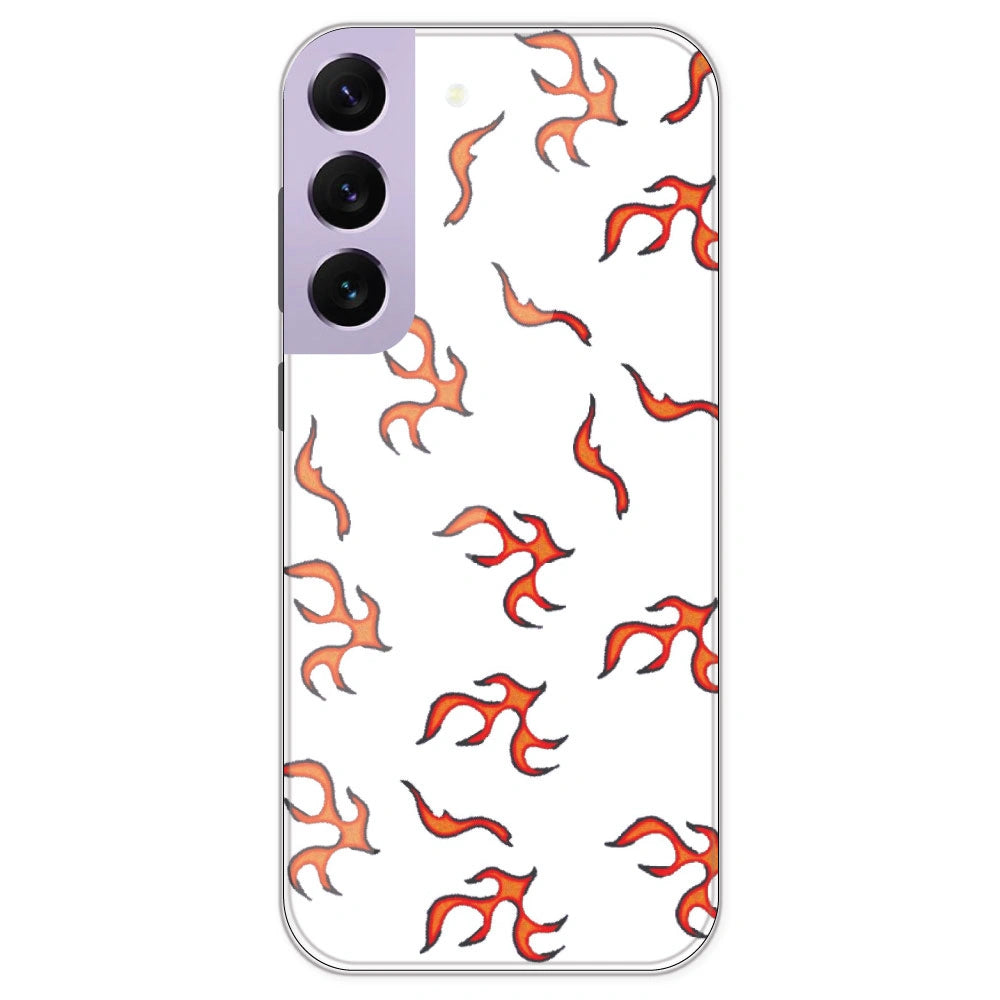 Orange Mini Flames - Clear Printed Silicone Case For Samsung Galaxy S22 Plus
