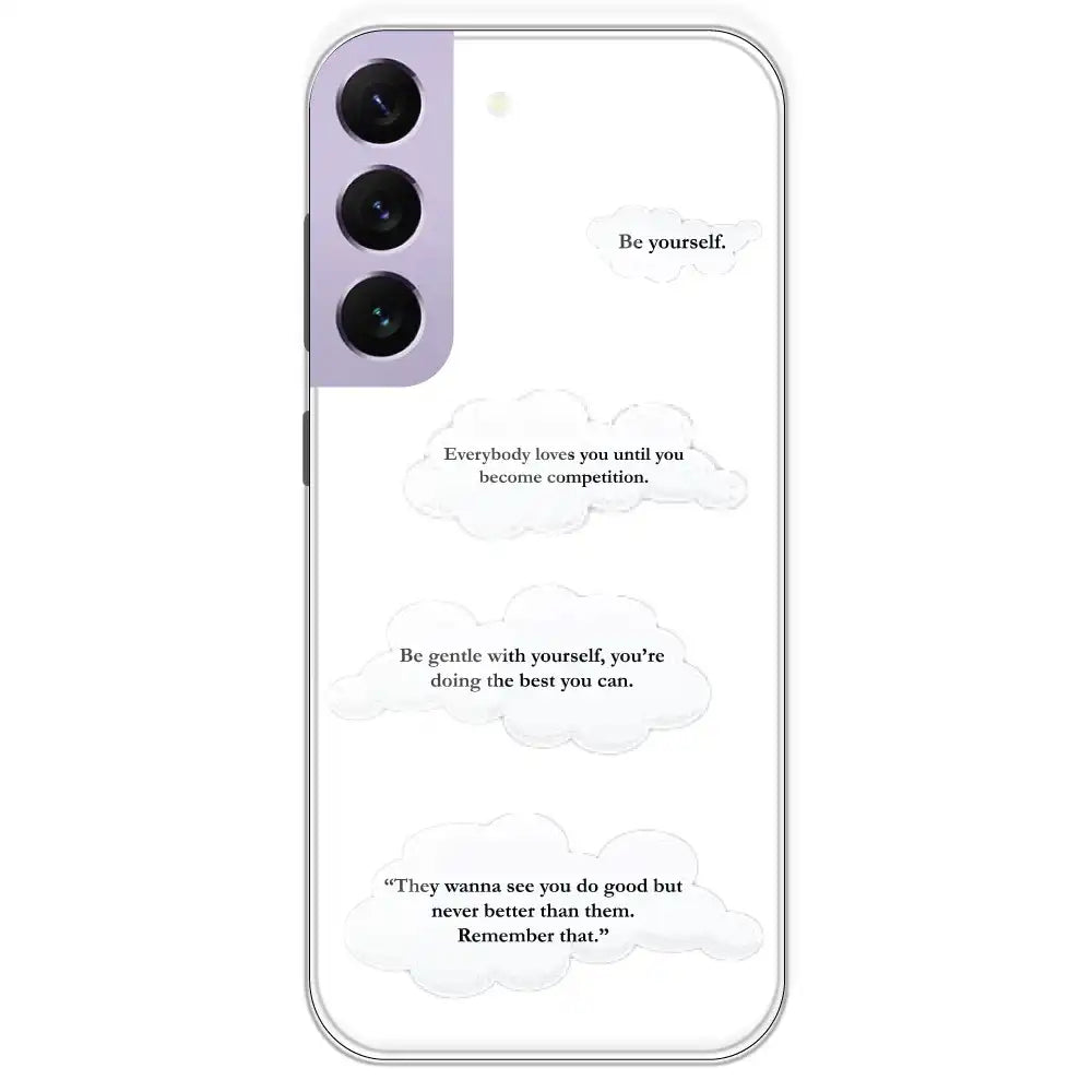 Quotes And Clouds - Clear Printed Silicone Case For Samsung Galaxy S22 Plus