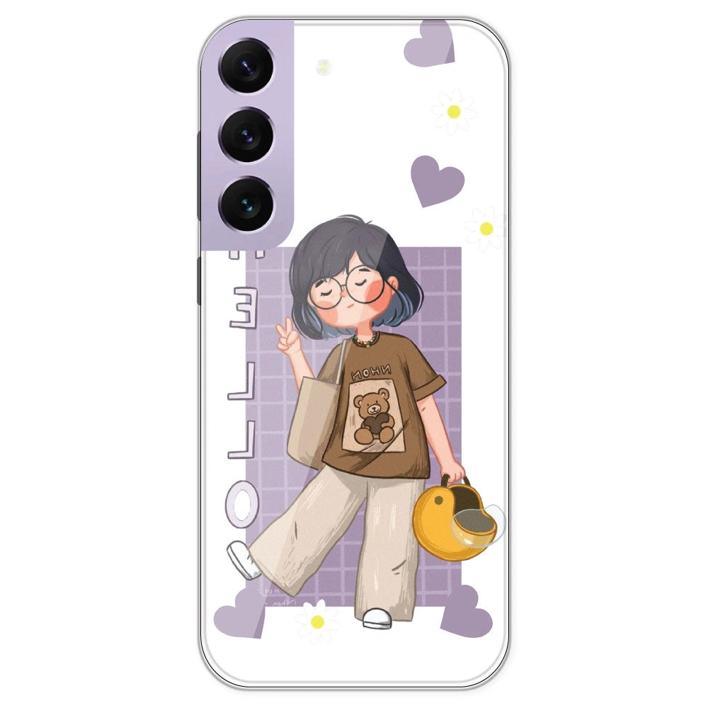 Introvert Girl - Clear Printed Silicone Case For Samsung Galaxy S22 Plus