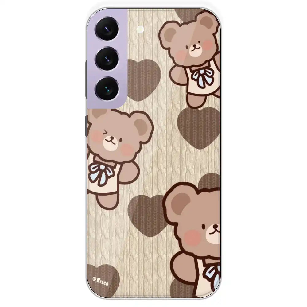 Teddy Heart - Printed Silicone Case For Samsung Galaxy S22 Plus